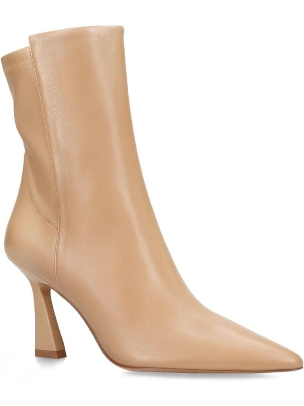 Women's Khaki Pointed Toe Kitten Heel Side Zipper Comfortable Short Ankle Boots